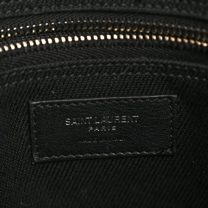 Linen Calfskin Rive Gauche North South Tote Black