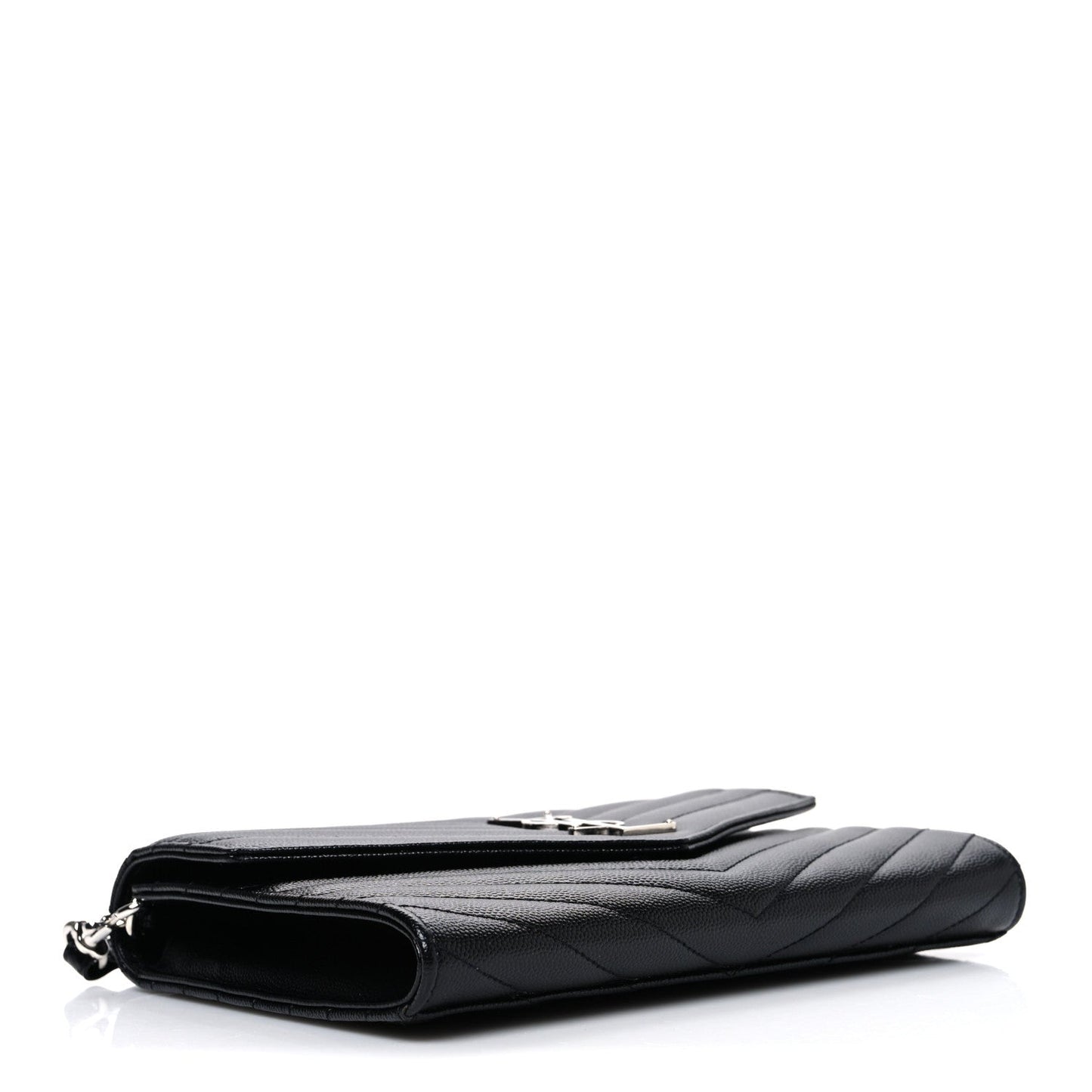 Grain De Poudre Matelasse Chevron Monogram Envelope Clutch Black
