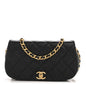 Calfskin Quilted Coco Mail Clutch With Chain Black