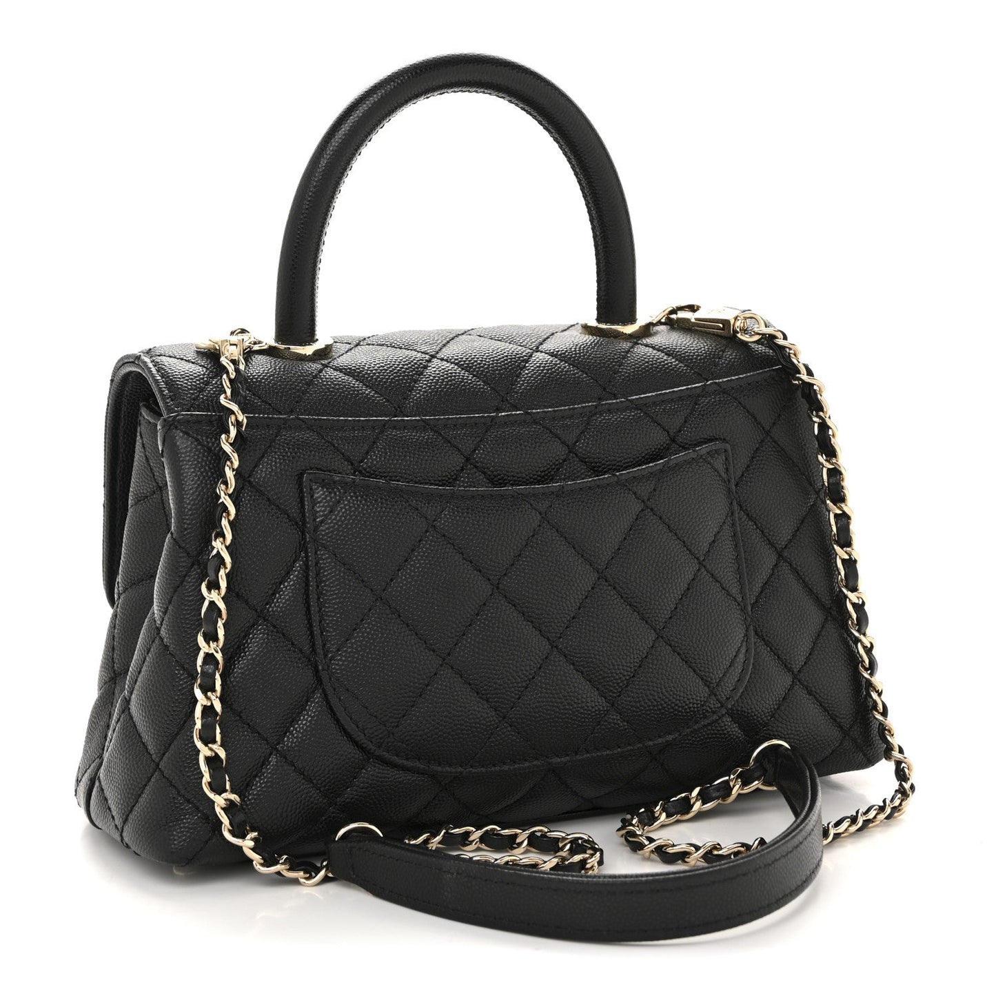 Caviar Quilted Mini Coco Handle Flap Black