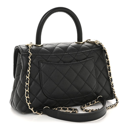 Caviar Quilted Mini Coco Handle Flap Black