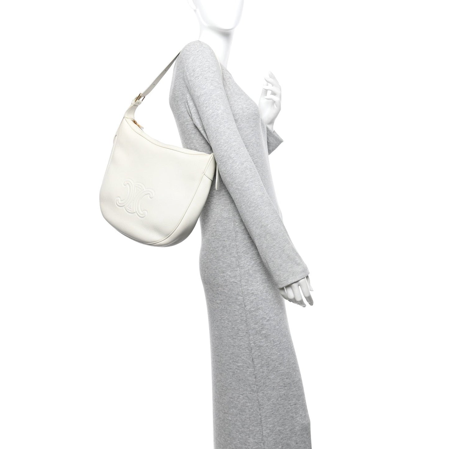 Supple Calfskin Cuir Triomphe Heloise Shoulder Bag White