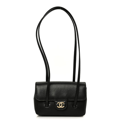 Shiny Caviar Mini Preppy Coco Shoulder Bag Black