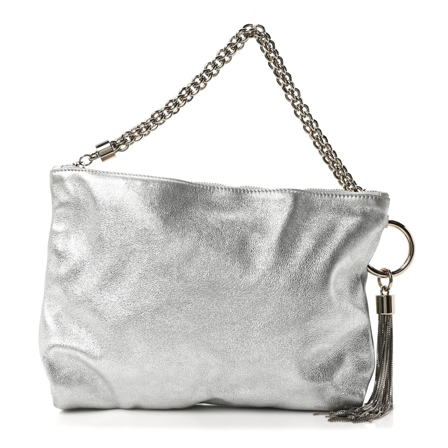 Metallic Goatskin Callie Mea Tassel Silver