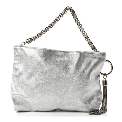 Metallic Goatskin Callie Mea Tassel Silver