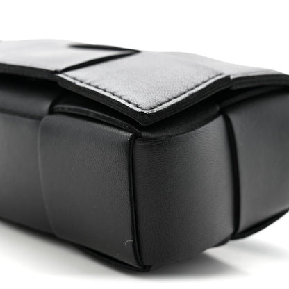 Lambskin Maxi Intrecciato Extra Mini Cassette Crossbody Bag Black
