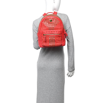 Grainy Lambskin Crystal Studded Small Stark Backpack Red