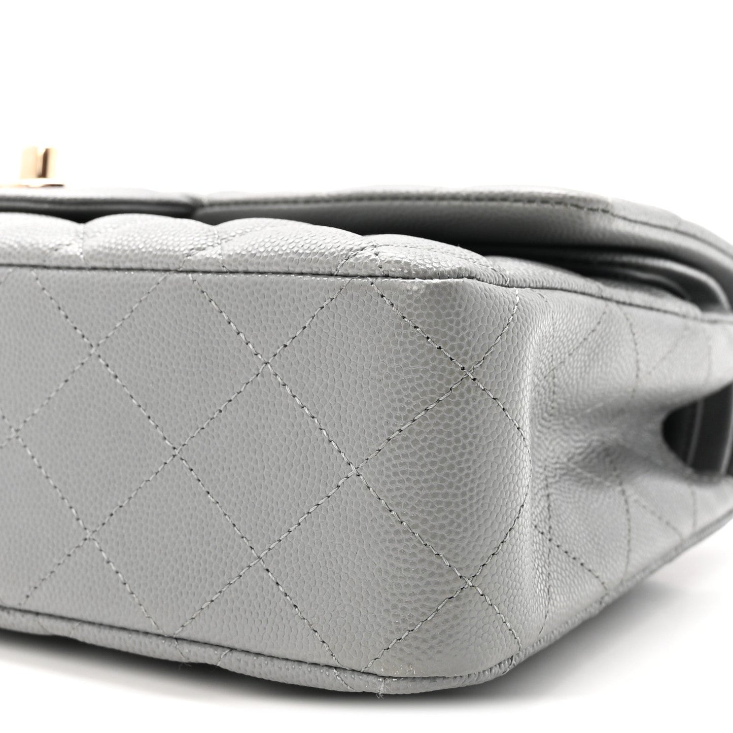 Caviar Quilted Medium Double Flap Grey