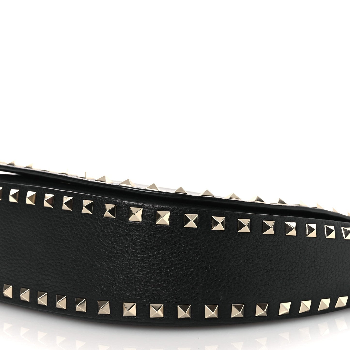 Grained Calfskin Rockstud Saddle Bag Black