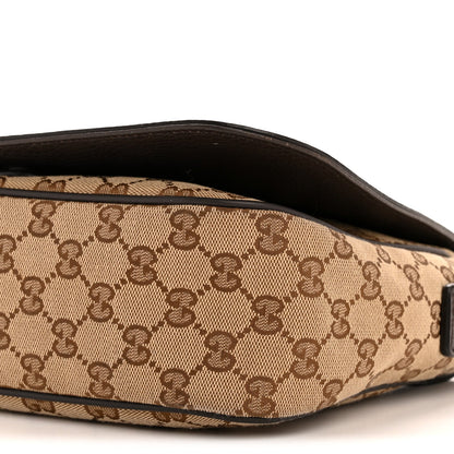 Monogram Flap Messenger Bag Beige Dark Brown