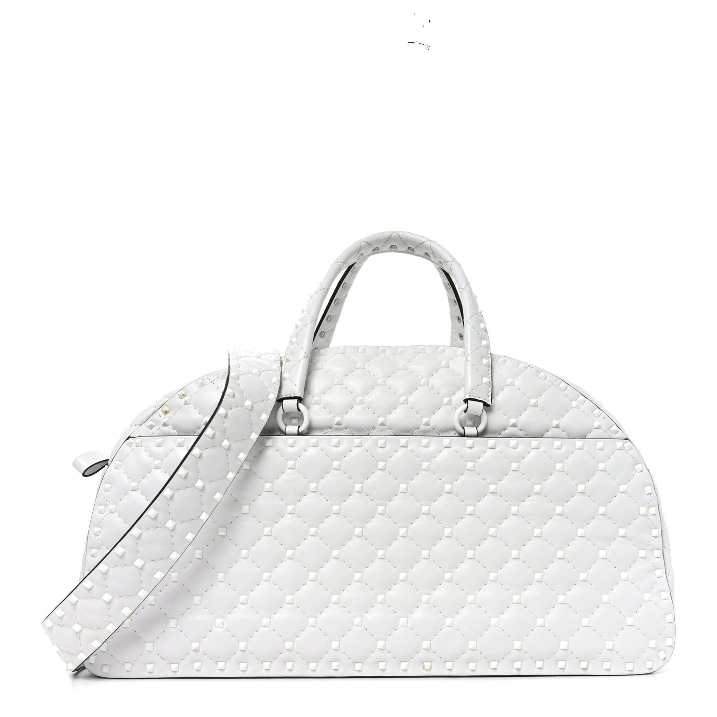 Lambskin Free Rockstud Spike Bowling Bag White