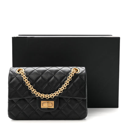 Aged Calfskin Quilted 2.55 Reissue Mini Flap Black