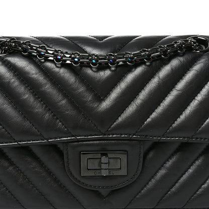 Aged Calfskin Chevron Quilted 2.55 Reissue Mini Flap So Black