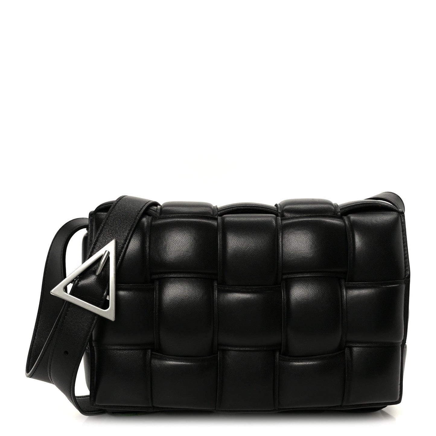 Nappa Maxi Intreccio Padded Cassette Crossbody Bag Black