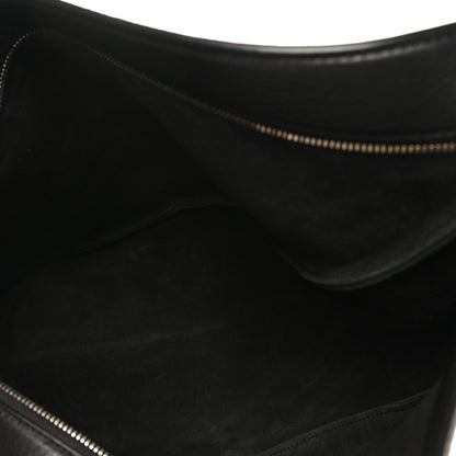 Grained Calfskin Large Slouchy Banana Bag Black