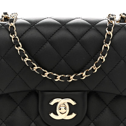 Lambskin Quilted Enamel Mini Pearl Crush Flap Black