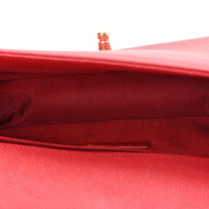 Caviar Quilted Medium Boy Flap Red
