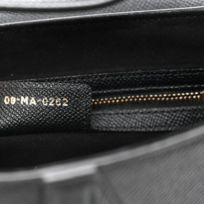 Grained Calfskin Saddle Bag With Strap Black