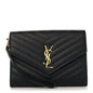 Grain De Poudre Matelasse Chevron Monogram Envelope Clutch Black