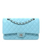 Lambskin Quilted Medium Double Flap Light Blue