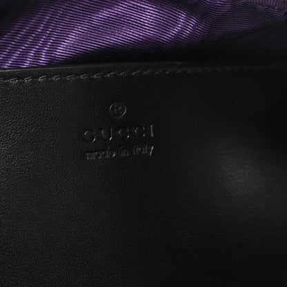 Nylon Calfskin Enamel GG Matelasse Shoulder Bag Black