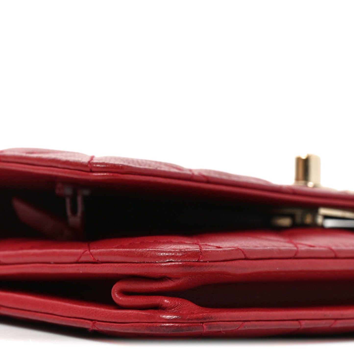 Lambskin Quilted Trendy CC Wallet On Chain WOC Red