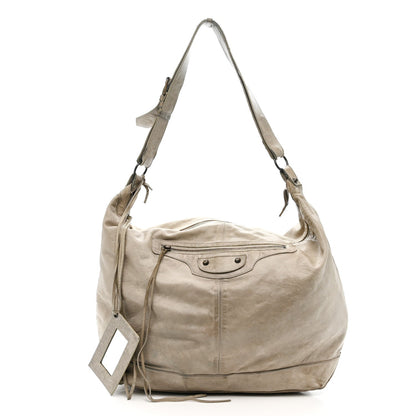 Agneau Classic Silver Hardware Courier XL Hobo Argent