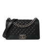 Calfskin Quilted Medium Boy Flap Black