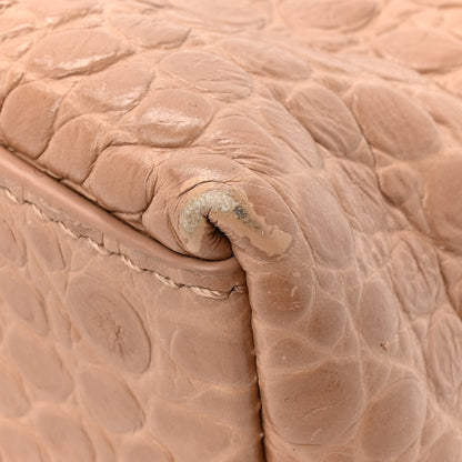 Extra Supple Calfskin Crocodile Embossed Small Downtown Shoulder Bag Nude Beige