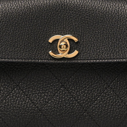 Grained Calfskin Stitched Urban Essentials Small Shopping Bag Black