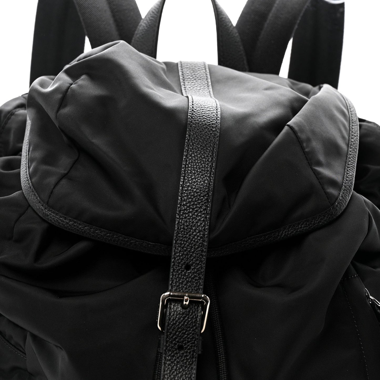 Nylon Grained Calfskin Watson Diaper Bag Black