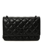 Pearly Lambskin Quilted Wallet On Chain WOC So Black