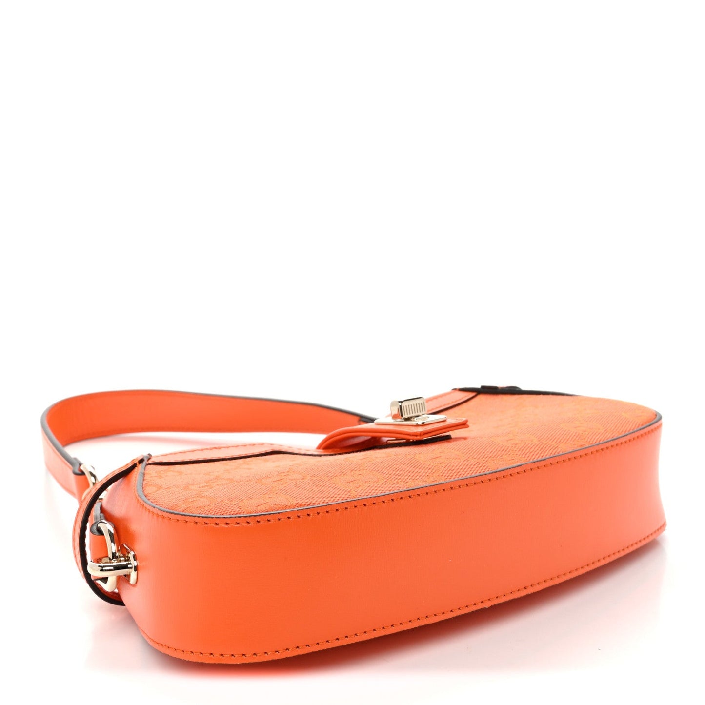 Calfskin Monogram Mini Moon Side Shoulder Bag Orange