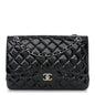 Patent Quilted Jumbo Double Flap Dark Blue