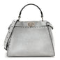 Cuoio Romano Lux Selleria Mini Peekaboo Iconic Satchel Argento