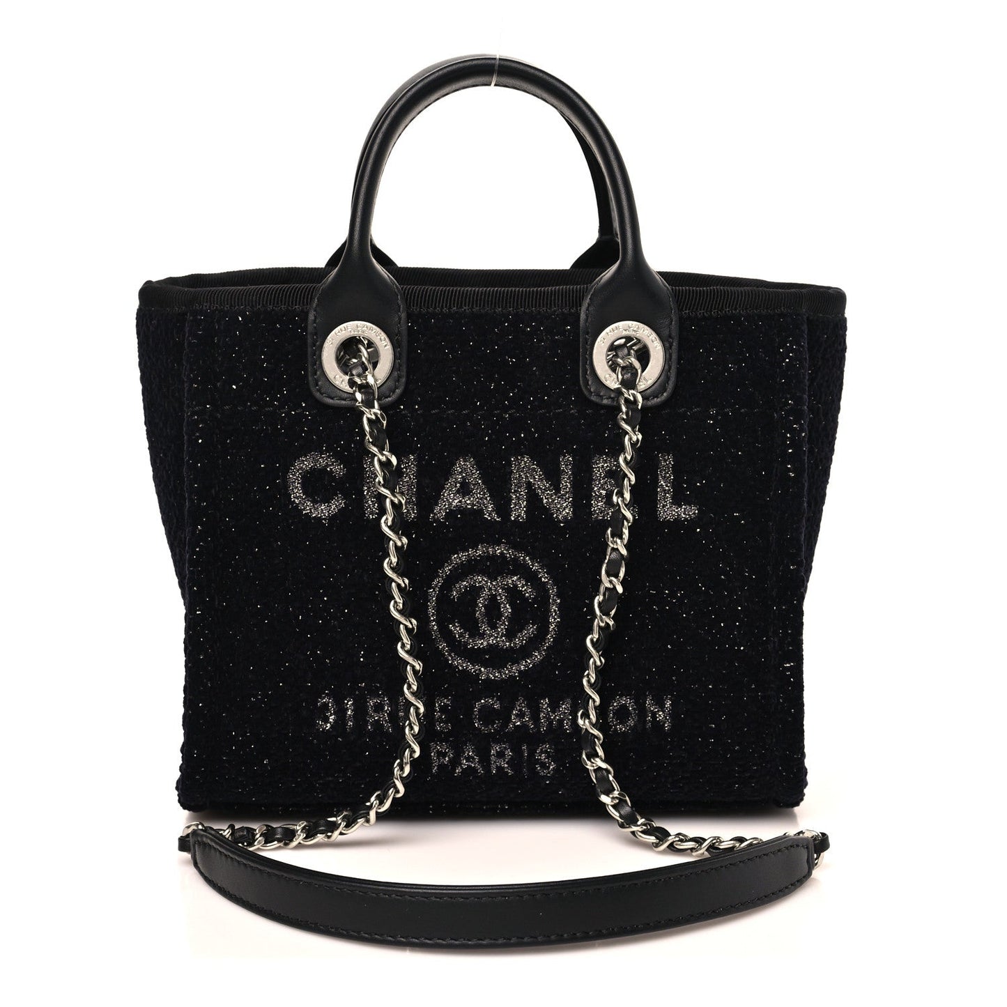 Lurex Canvas Mini Deauville Tote Black