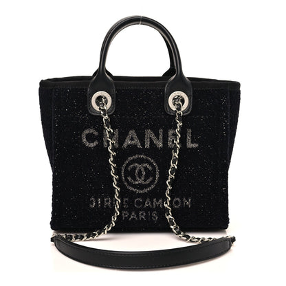 Lurex Canvas Mini Deauville Tote Black