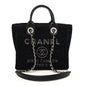 Lurex Canvas Mini Deauville Tote Black