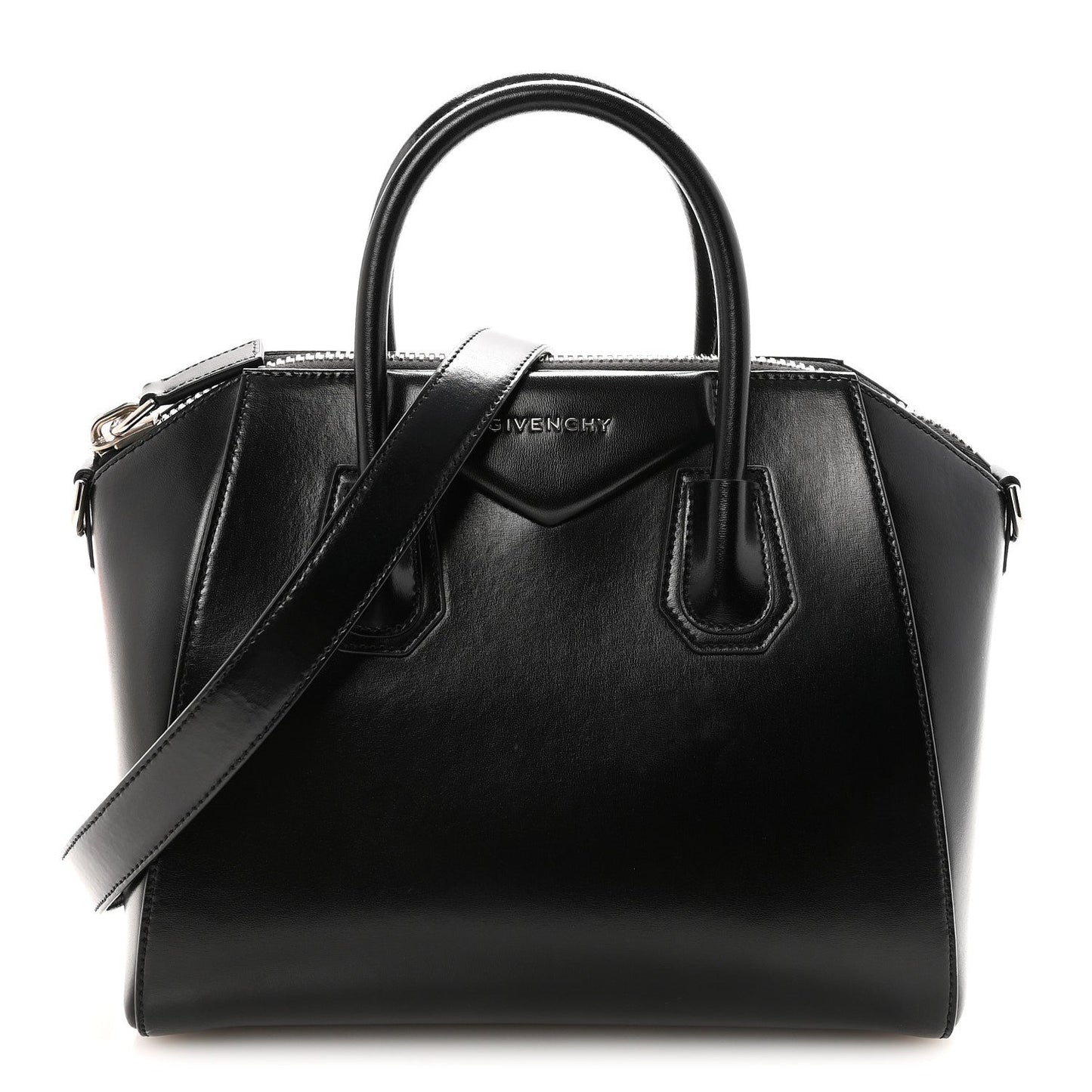 Shiny Lord Calfskin Small Antigona Black