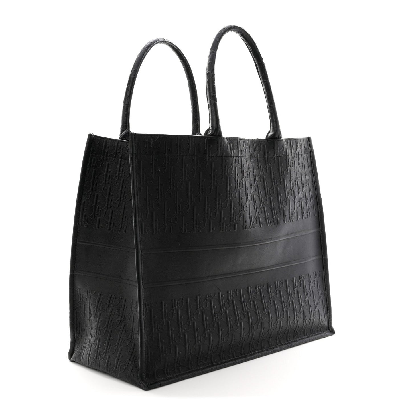 Oblique Calfskin Embossed Large Book Tote TBlack