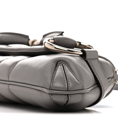 Nappa Vertical Matelasse Small Maxi Horsebit Chain Shoulder Bag Gray