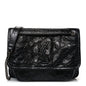 Crinkled Calfskin Matelasse Monogram Baby Niki Chain Satchel Black