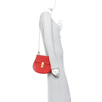 Grained Lambskin Drew Shoulder Bag Plaid Red