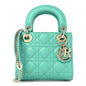 Lambskin Cannage Mini Lady Dior Cobalt Green