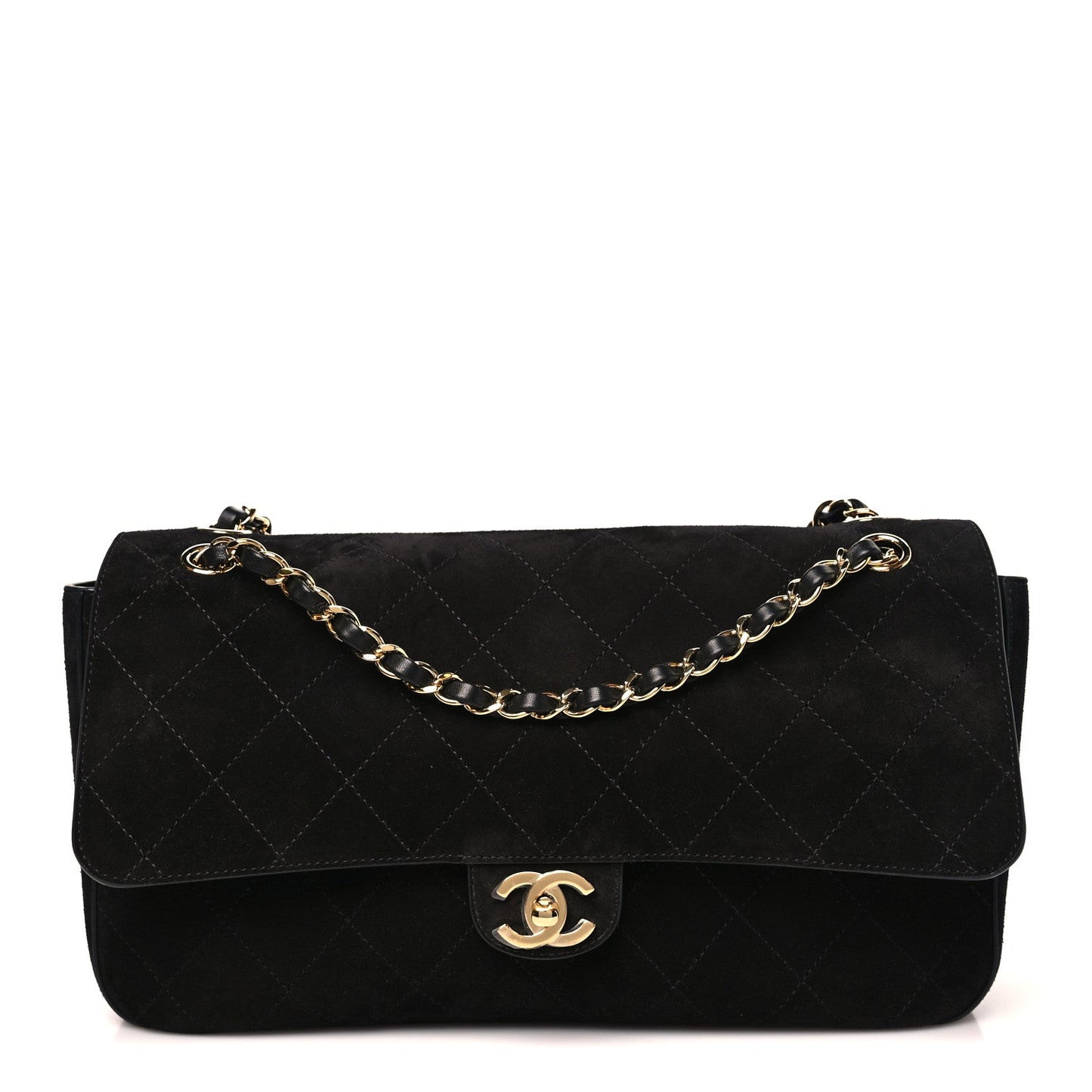 Suede Calfskin Small Souplissimo Maxi Flap Black