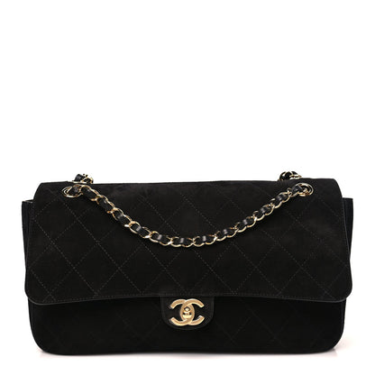 Suede Calfskin Small Souplissimo Maxi Flap Black