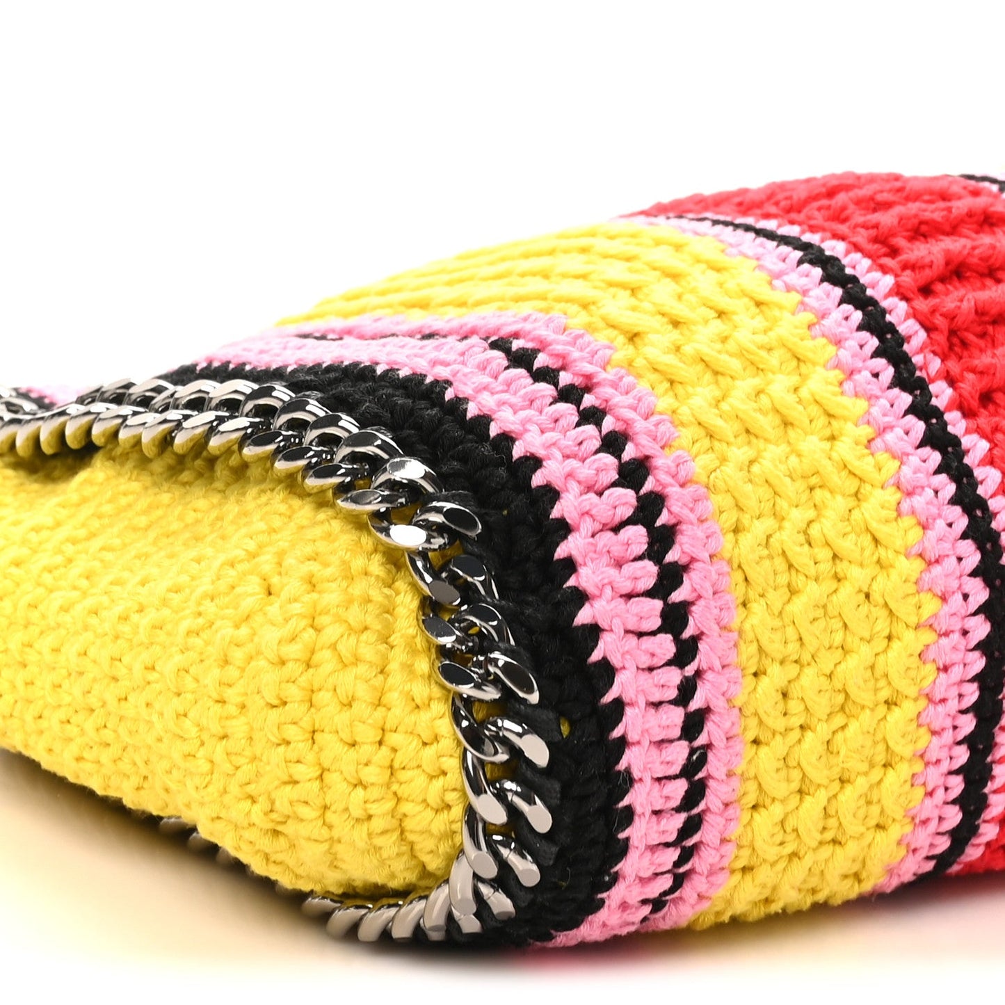 Cotton Crochet Striped Mini Falabella Tote Pink Multicolor
