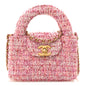 Tweed Quilted Mini Nano Kelly Shopper Pink