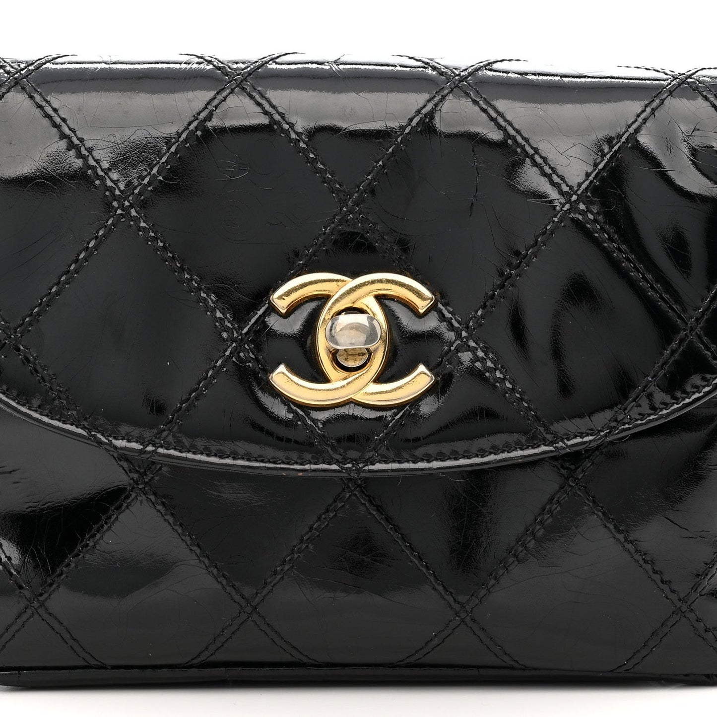 Patent Flap Waist Belt Bag Black