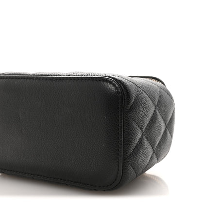 Caviar Quilted Small Tiny CC Vanity Case With Chain Black